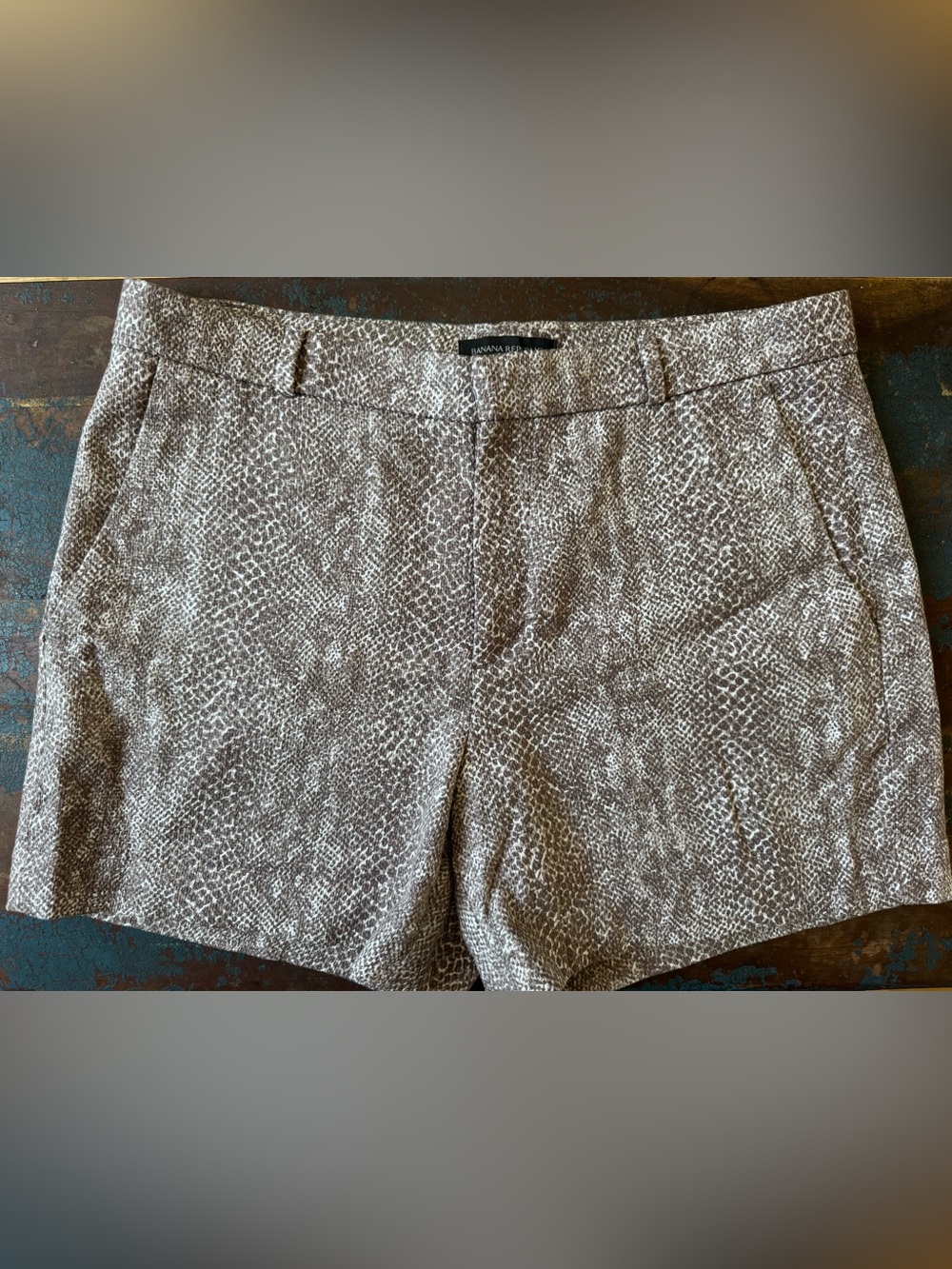 Banana Republic Neutral Snake-Print Shorts in Taupe and Cream